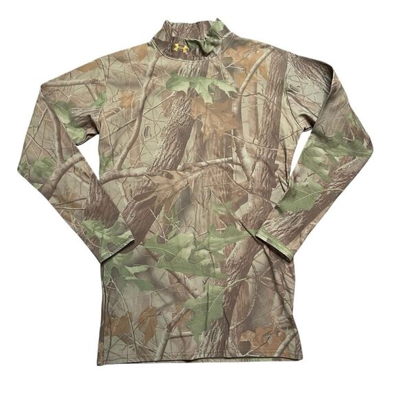 UNDER ARMOUR Coldgear Mock Neck Camouflage Bade layer Shirt Size Large - Picture 1 of 6